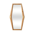 Geometric Wooden Wall Mirror with Brass Accents