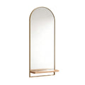 Arched Wall Mirror with Wooden Shelf - Modern Design